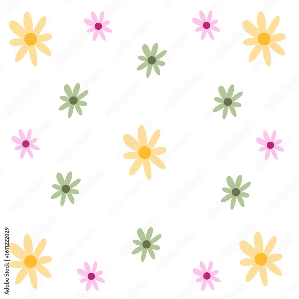 Obraz premium Daisy Seamless Floral Pattern