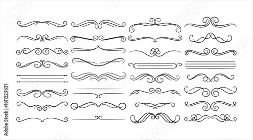 A bunch of hand-drawn dividers and text separators. Lines and vines to jazz up your pages. Fancy design elements. Vector illustration on its own.