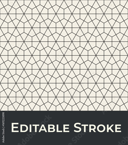seamless hexagon  pattern, editable lines