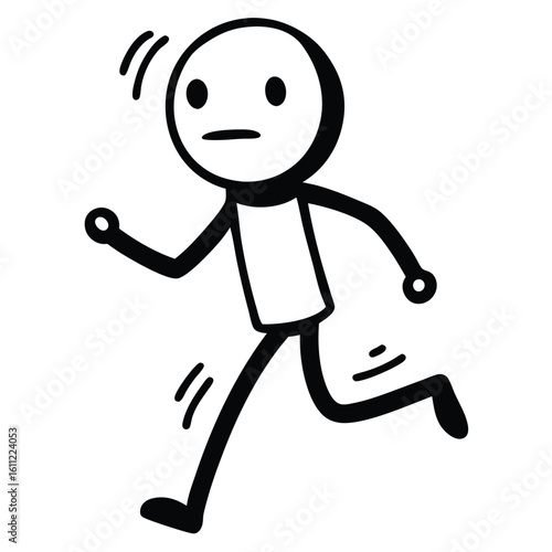 Isolated Stick Figure Man Dashing with Motion Blur