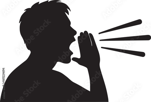 Black vector illustration of a woman's head in profile, person smoking or holding a glass of wine, with focus on beauty