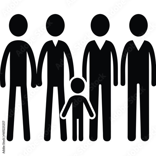 Vector Illustration of Diverse Stick Figure People Posing on Plain White Background