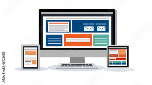 Digital design showcase responsive web development on multiple devices modern office environment