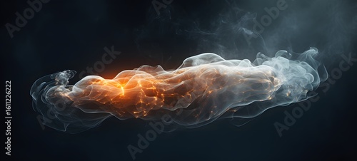 a light cocoon , coming out of the smoke fire , Generative AI