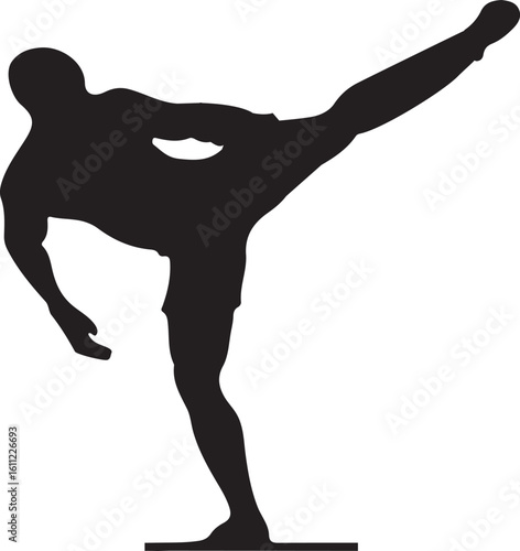 Silhouette of various fighting skills between two people