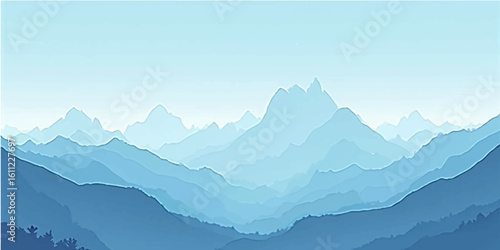 Morning light illuminates a misty mountain landscape in the Alps