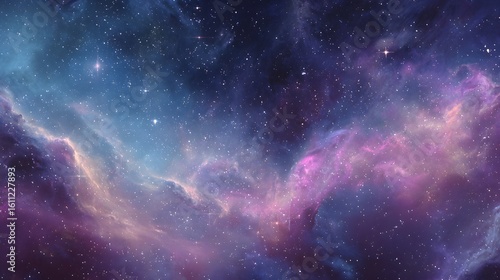Fototapeta Naklejka Na Ścianę i Meble -  Cosmic galaxy background colorful nebula clouds stars and deep space texture artistic and surreal view perfect for sci fi fantasy and tech themed stock visuals