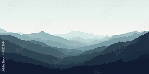 Misty morning view of a mountain landscape with clouds covering the valley and a peak rising toward the sky