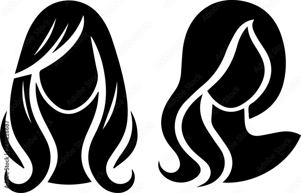 Fototapeta premium Woman Head or Face Vector Illustration. Simple Elegant Silhouette Vector Art. Incredible Silhouette Vectors. Perfect Neat and Clean Vector Art of Human Head. Black Color Profile Vector.