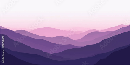 Minimalist lavender mountain silhouettes fading softly under a morning haze