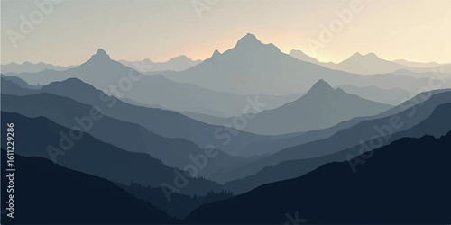 Crimson mountain scene at golden hour with soft light and glowing ridgelines