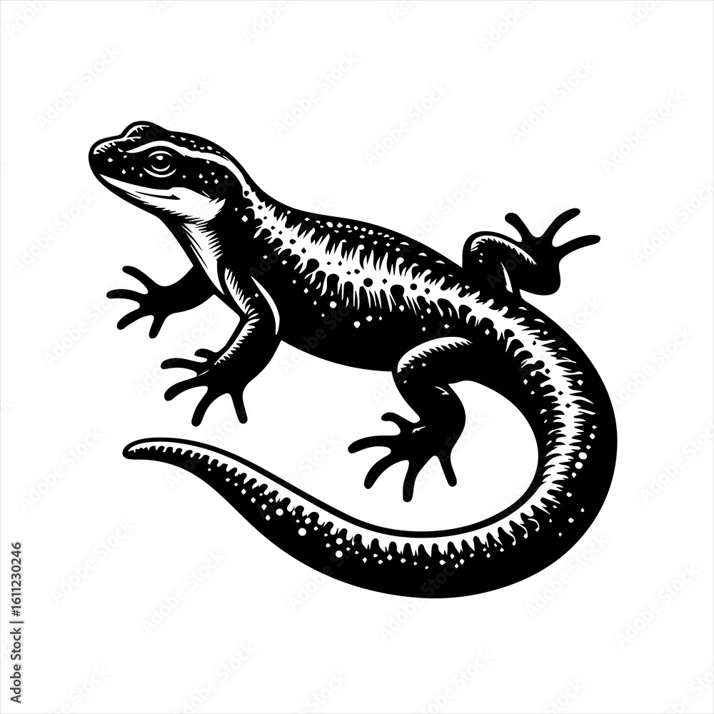 Obraz premium Detailed Black and White Illustration of a Gecko.