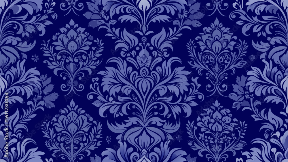 Seamlessly damask wallpaper pattern dark blue fabric knitted textured for wallpaper the bedroom, patterned fills, webs pages, backgrounds, no people, old-fashioned, illustration, decoration, pattern,