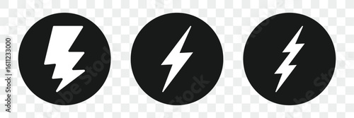 Electric sign. Flash logo. Lightning shape vector set. Electricity icon. 