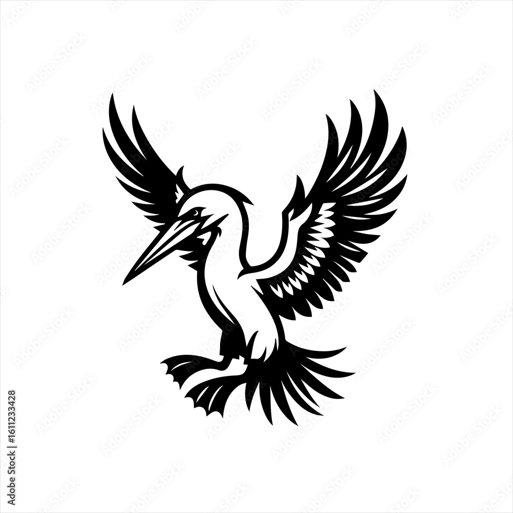 Fototapeta premium Stylized Black Bird in Flight Silhouette 1.