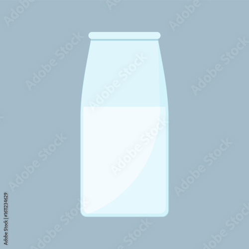A bottle of fresh milk. Drink theme. Healthy drink. Cow's milk. Dairy farmer. Vector illustration