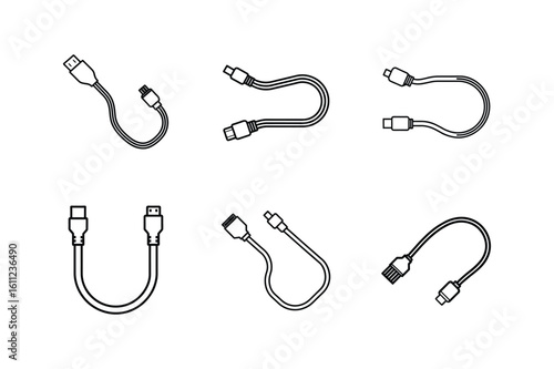 hdmi cable line art vector illustration