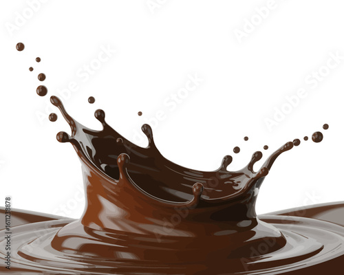 Chocolate splash close up with dynamic ripples and flying droplets perfect for food industry advertisement and delicious dessert promotions