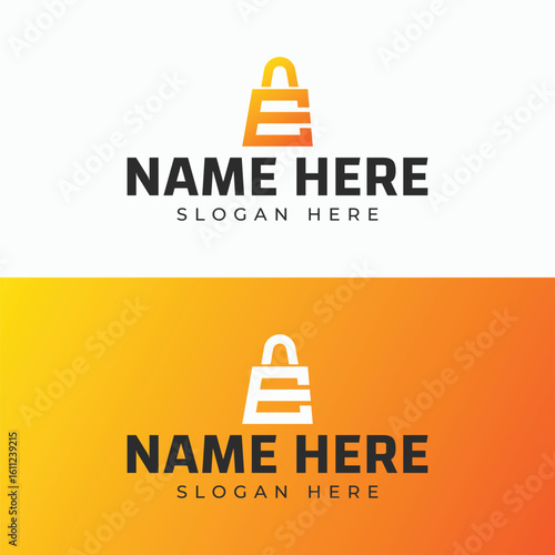 Modern Shopping Bag and Cart Logo Design for E-Commerce and Retail Branding, Minimalist Letter E Logo for Online Store, Webshop, and Commercial Use