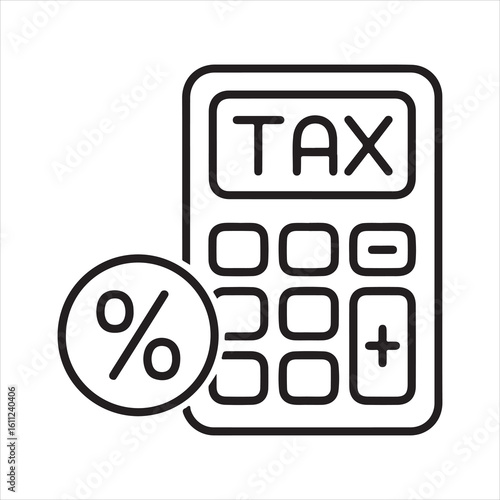 Tax Calculator Icon – Percentage and Finance Symbol Line Art