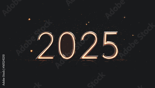 Elegant Golden 2025 on a Dark Background