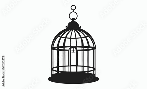Bird cage silhouette, caged bird vector, aviary icon illustration, bird cage silhouette vector illustration 