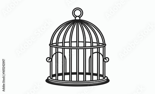 Bird cage silhouette, caged bird vector, aviary icon illustration, bird cage silhouette vector illustration 