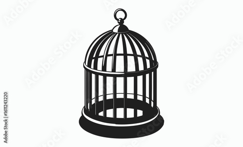 Bird cage silhouette, caged bird vector, aviary icon illustration, bird cage silhouette vector illustration 