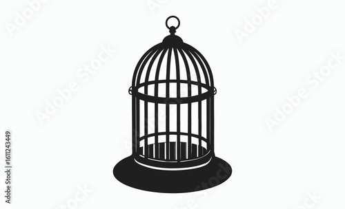 Bird cage silhouette, caged bird vector, aviary icon illustration, bird cage silhouette vector illustration 
