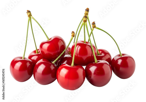 Wallpaper Mural Bright Red Cherries With Green Stems isolated on a transparent background fruit food Torontodigital.ca
