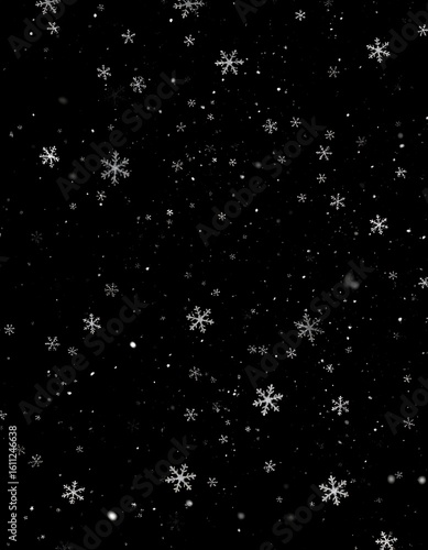 Falling snowflakes on black background (6)