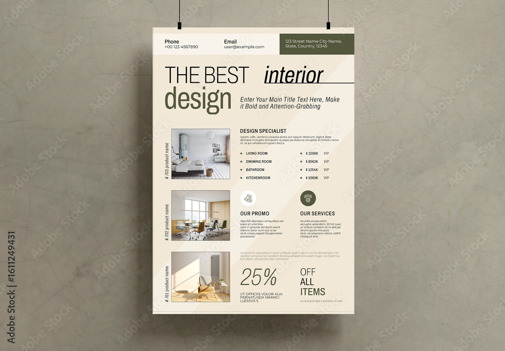 Interior Design Flyer Template Stock Template | Adobe Stock