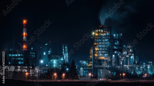 Wallpaper Mural Nighttime View of Glass Bottle Manufacturing Factory Torontodigital.ca