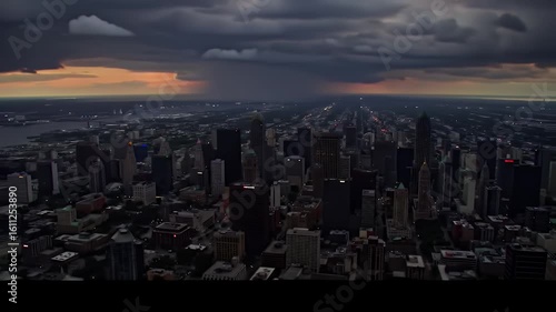 Wallpaper Mural Dramatic City Skyline at Dusk with Stormy Skies Rain and Twinkling City Lights Torontodigital.ca