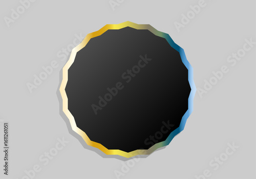 Estampado negro con borde metálico en fondo gris