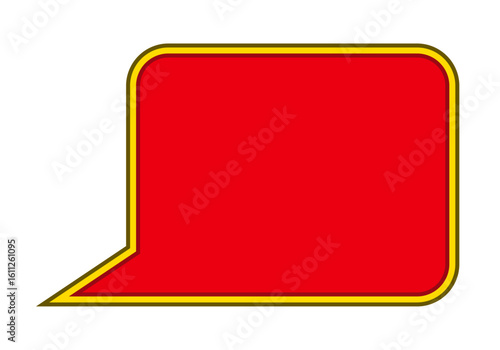 Pegatina roja en forma de bocadillo de hablar con borde amarillo y negro