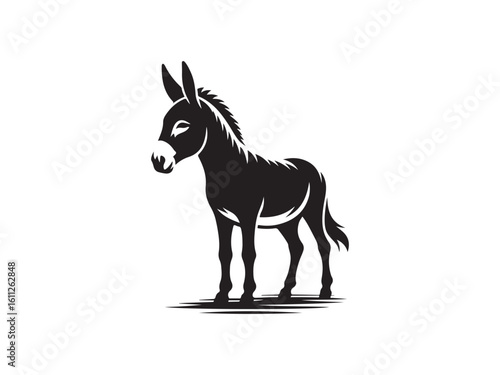Black and White Vector Illustration of a Donkey in Minimal Style silhouette