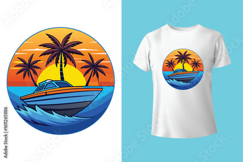 Unique t-shirt design for sailing aboard a boat at sea and oceans - vintage retro design - old sailing boat T-Shirt Design 2025 #01 (Pixel perfect vector t-shirt template)
