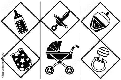 Baby Essentials Collection Icons and Symbols.