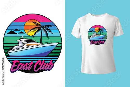 Unique t-shirt design for sailing aboard a boat at sea and oceans - vintage retro design - old sailing boat T-Shirt Design 2025 #01 (Pixel perfect vector t-shirt template)