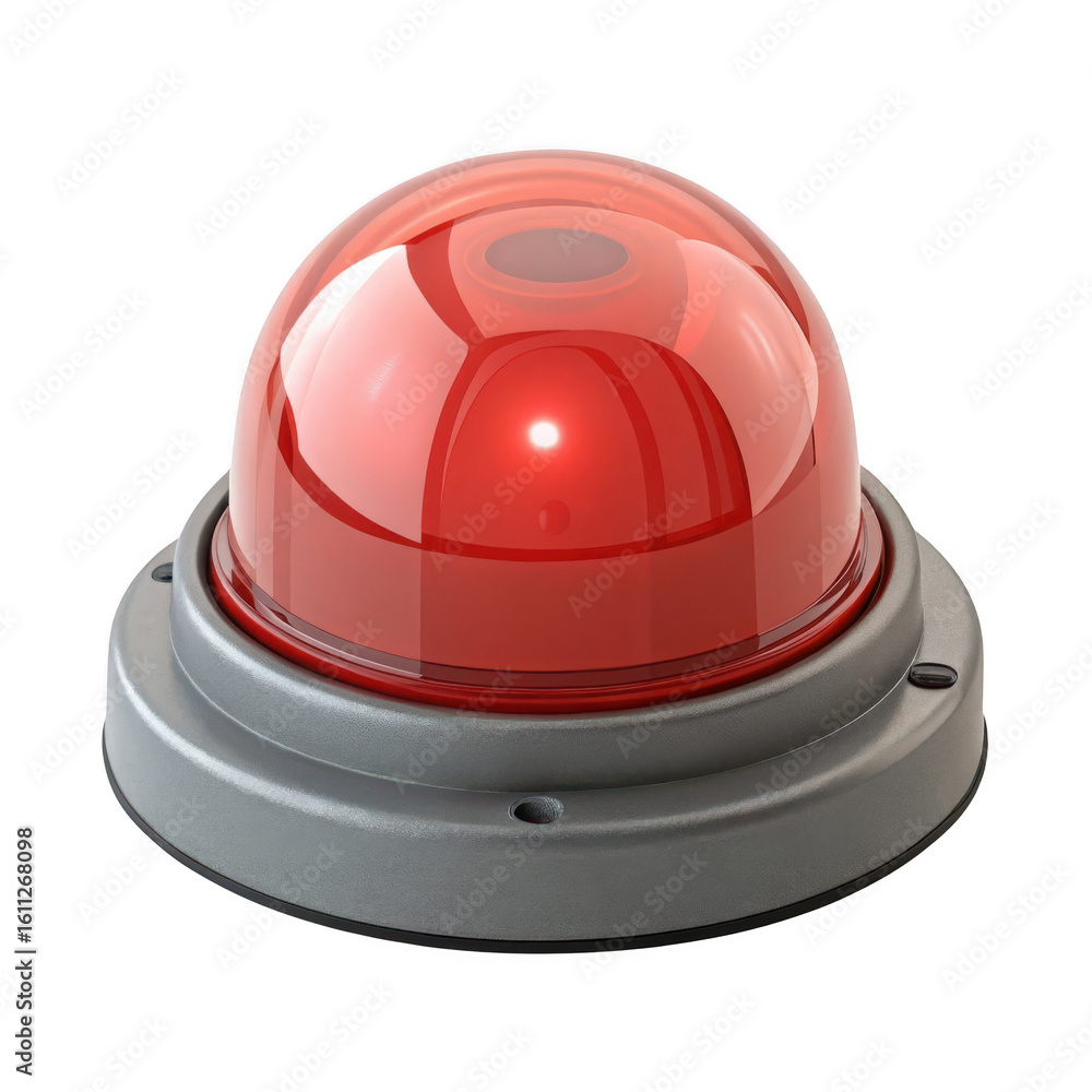 Fototapeta premium Red warning light siren isolated on transparent background