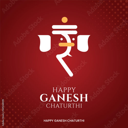 Happy Ganesh Chaturthi with hindi text with Minimalist Design with Rupee ganesha icon Social media