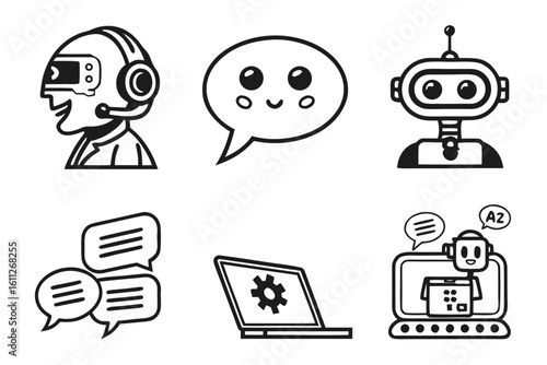 Collection of Icons Representing AI and Technology.