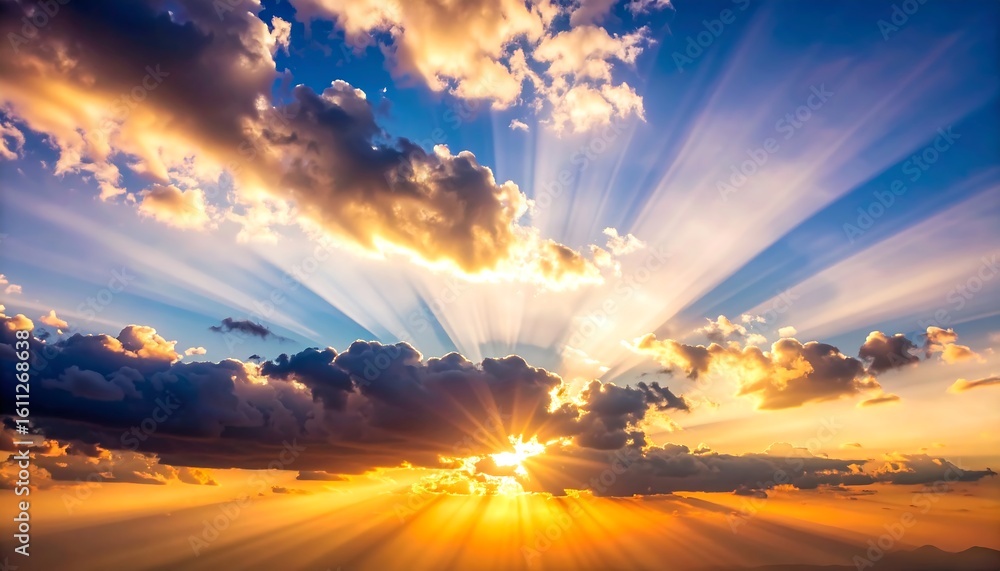 Fototapeta premium Dramatic sunset sky with clouds (1)