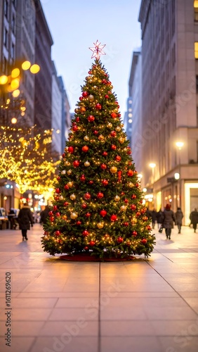 Wallpaper Mural Festive Christmas tree in city street Torontodigital.ca