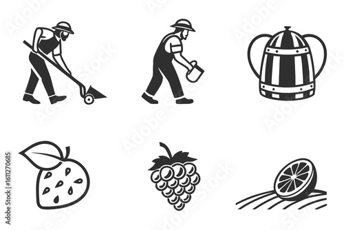 Farming and Harvest Icons Set.