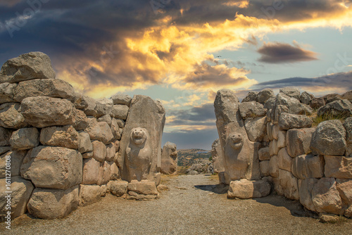 The Lion gate of Hattusa, the capital of the Hittite Empire, Bogazkale (Corum), Turkey