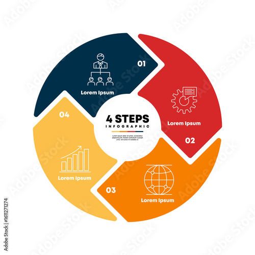 Circle chart infographic template with 4 options for presentations website business. Vector illustration Eps	