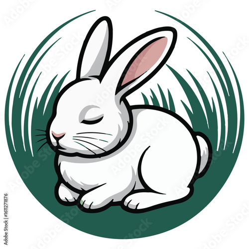 Cute Sleeping Bunny Vector Illustration