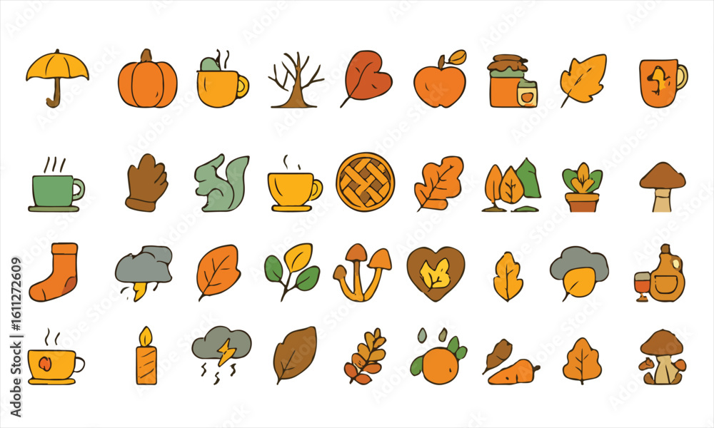 Obraz premium Art & Illustration autumn icon set 3 